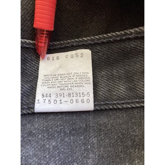 Levi's 501 Vintage 90s 7 JR Straight Black Denim Jeans 24x32 Red Tag USA (1991) - Picture 11 of 11